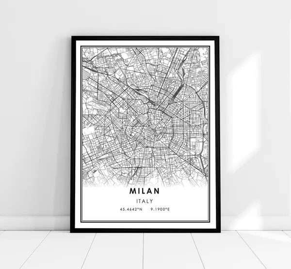 Milan Map Print Poster, Italy City Travel Art