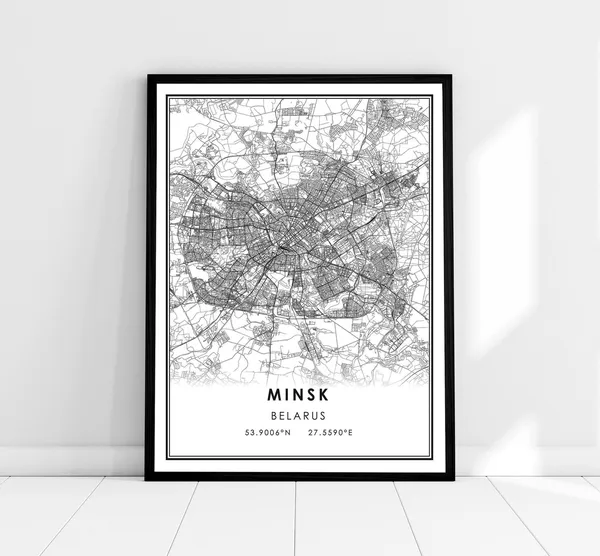 Minsk Map Print Poster, Belarus City Map