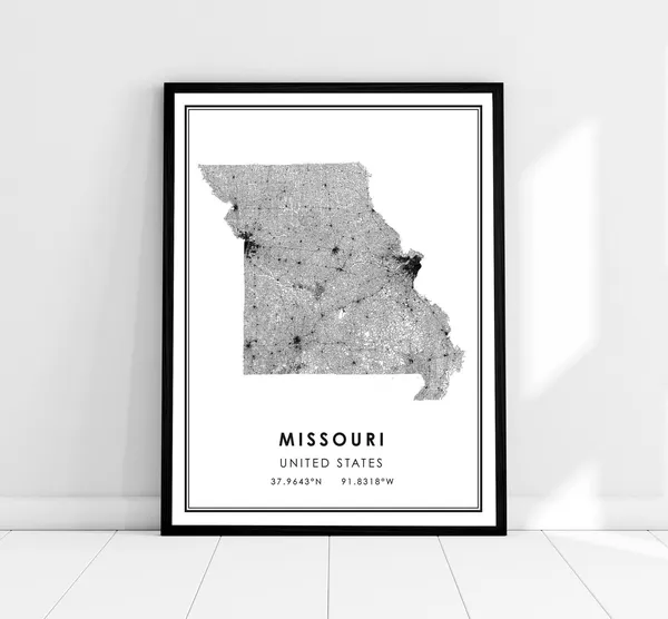 Missouri State United States Map Travel Poster