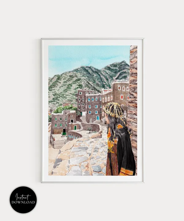 Rijal Almaa, Saudi Arabia Travel Poster Print