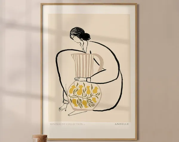Boho Woman Figure One-Line Drawing Art Print