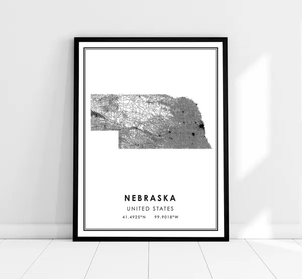 Nebraska United States Map Travel Poster