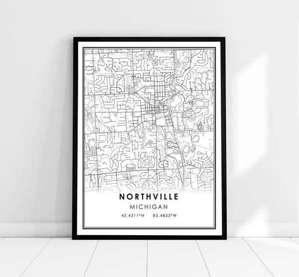 Northville Map Print, Michigan City Travel Poster