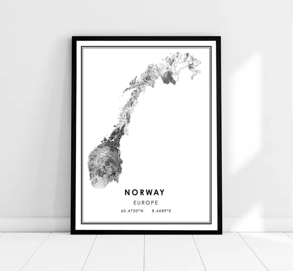 Norway Country Map Print, Travel Poster