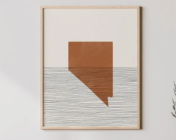 Nevada Boho Mid-Century State Map Art Print