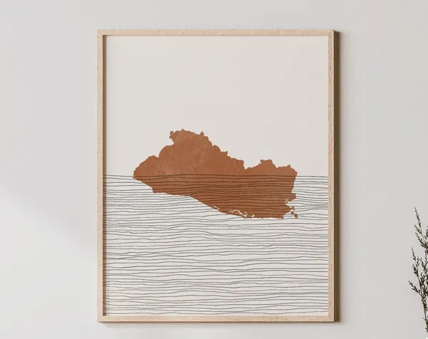 El Salvador Boho Travel Poster Map Silhouette