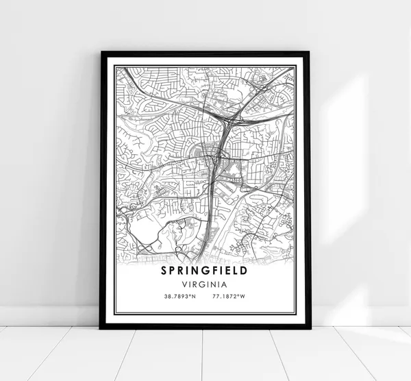 Springfield Map Travel Poster, Virginia City