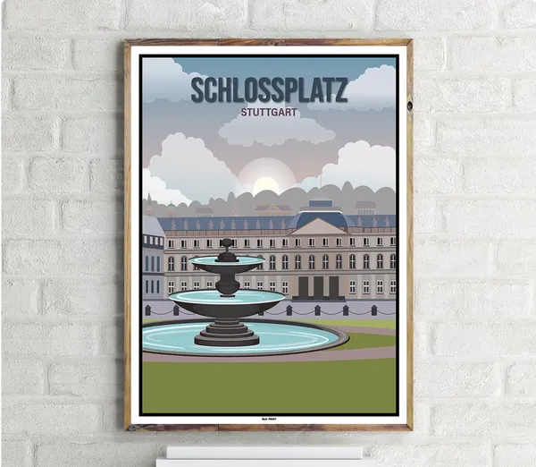 Schlossplatz 1 Vintage Travel Poster