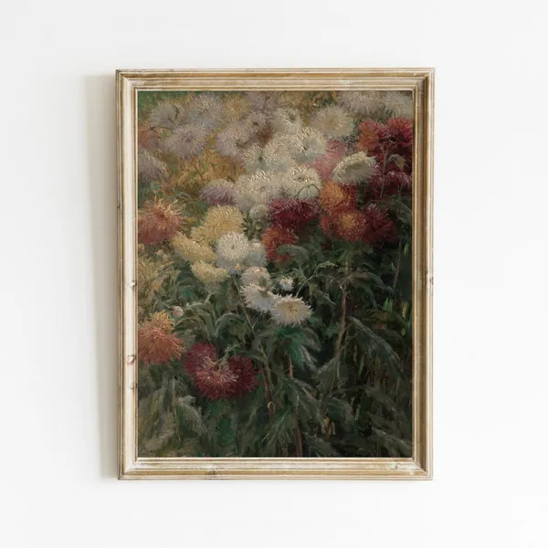 Vintage Floral Landscape, Spring Botanical Art Print