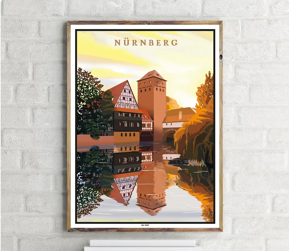 Altstadt Nurnberg Vintage Travel Poster