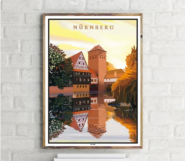 Altstadt Nurnberg Vintage Travel Poster