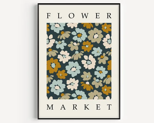 Flower Market Print, Minimalist Botanical Wall Art