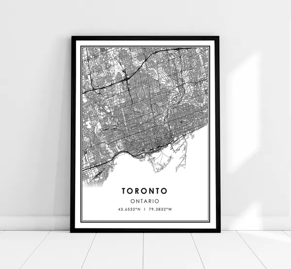 Toronto Map Print Poster, Ontario City Travel Map