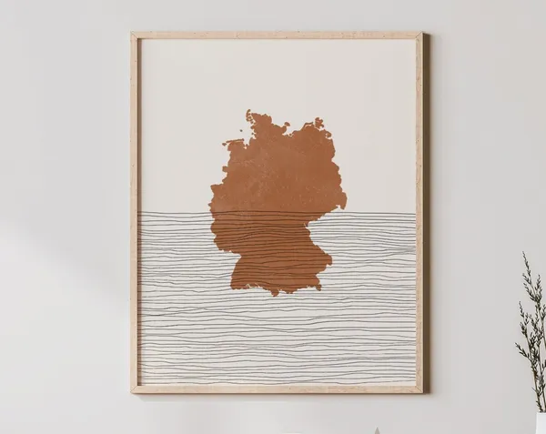 Germany Boho Travel Poster, Country Map Silhouette