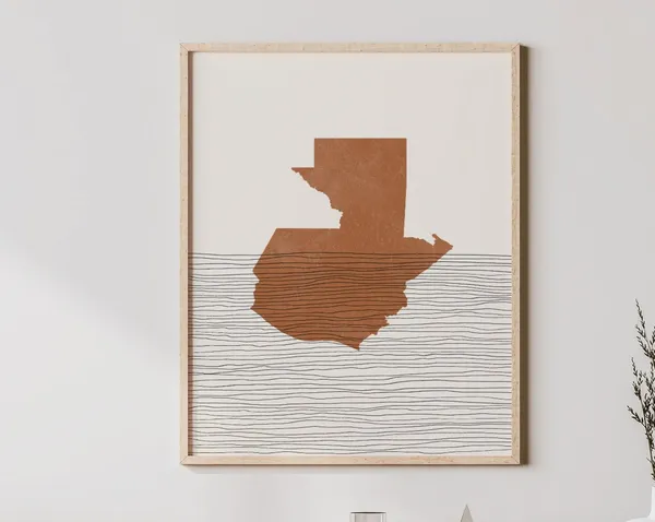 Guatemala Boho Travel Poster, Map Silhouette Art Print