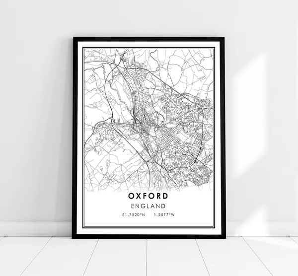 Oxford Map Print Poster, England City Map