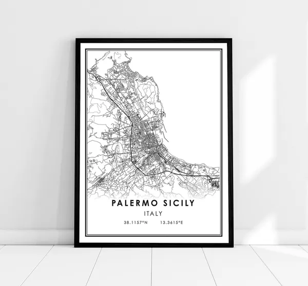 Palermo Map Poster, Italy City Travel Print