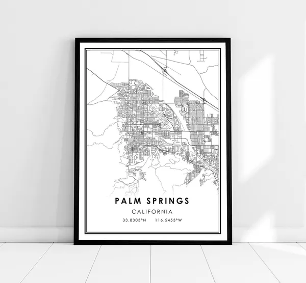 Palm Springs Map Travel Poster, City Map Print