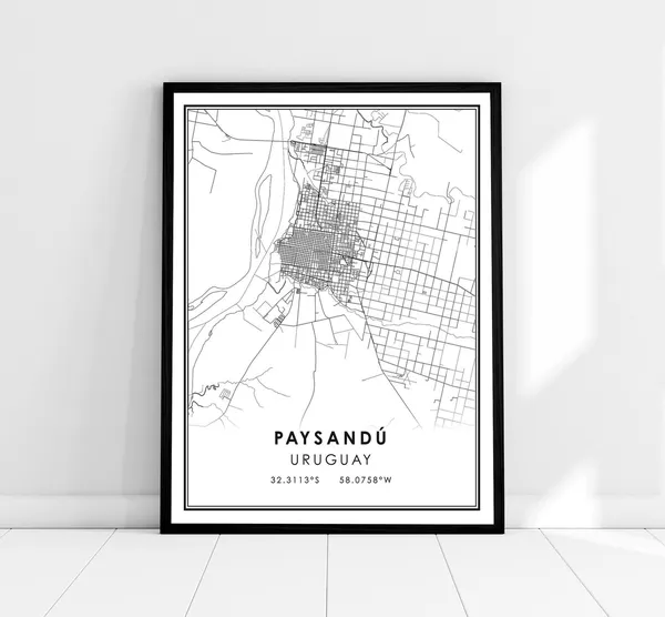 Paysandu Map Print, Uruguay City Travel Poster
