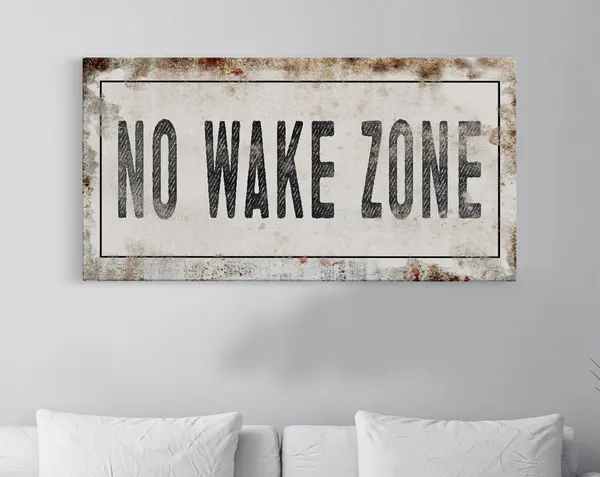 No Wake Zone Sign Art Print, Lake House Decor