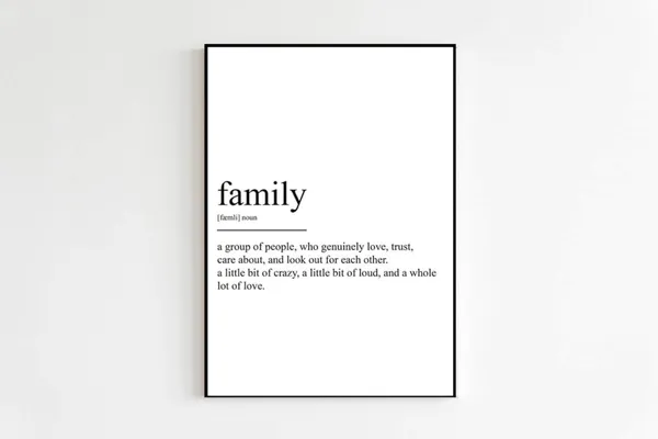 Family Definition Typography Art Print, Bedroom Decor