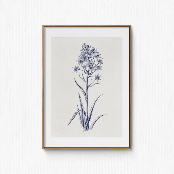 Antique Neutral Flower Sketch Vintage Botanical Art Print