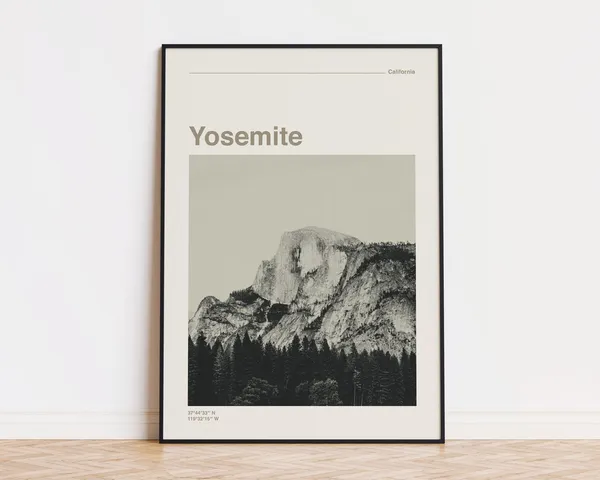 Yosemite National Park Neutral Tones Travel Poster