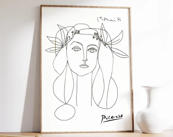 Picasso-Inspired Minimalist War And Peace Line Art