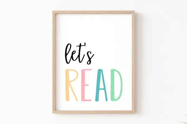Let's Read Sign Playroom Kids Reading Corner Poster