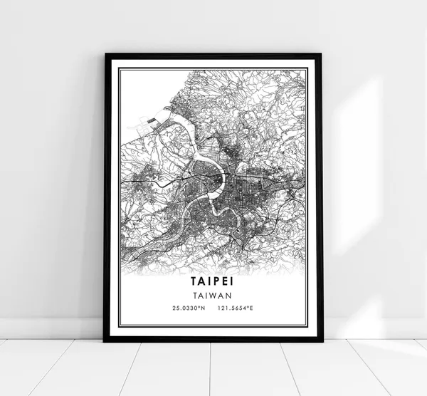 Taipei Map Print Poster, Taiwan City Travel Art