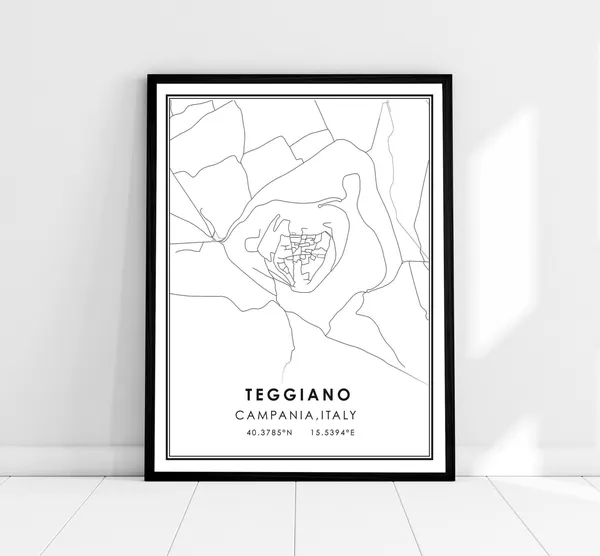 Teggiano Map Print Poster, Italy City