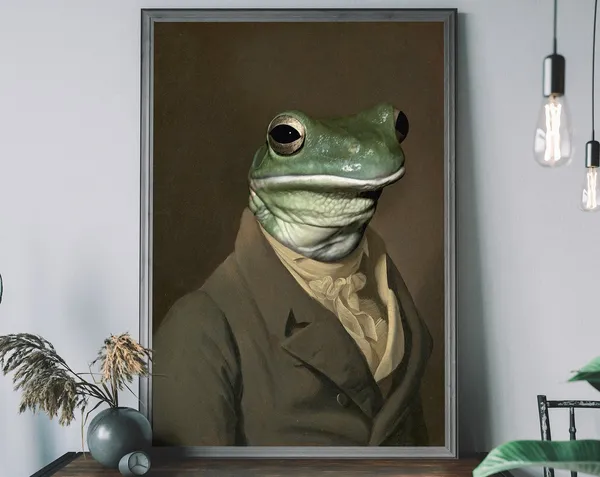 Frog Vintage Portrait Renaissance Animal Art Print
