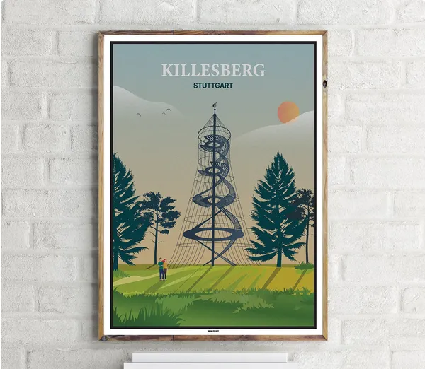 Stuttgartkillesberg Vintage Travel Poster, City Poster