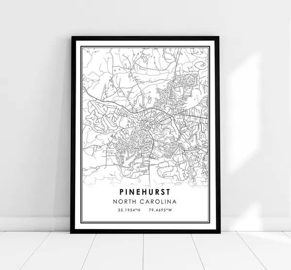 Pinehurst Map Print, North Carolina Travel Poster