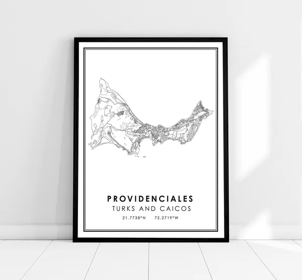 Providenciales Map Print, Turks and Caicos Travel Poster
