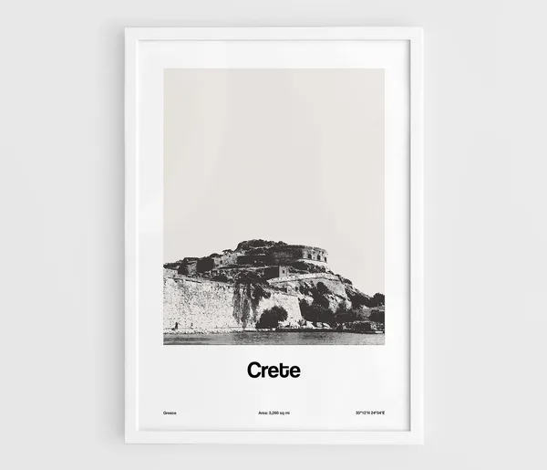 Crete Greece Minimalist Travel Poster, Greek Islands