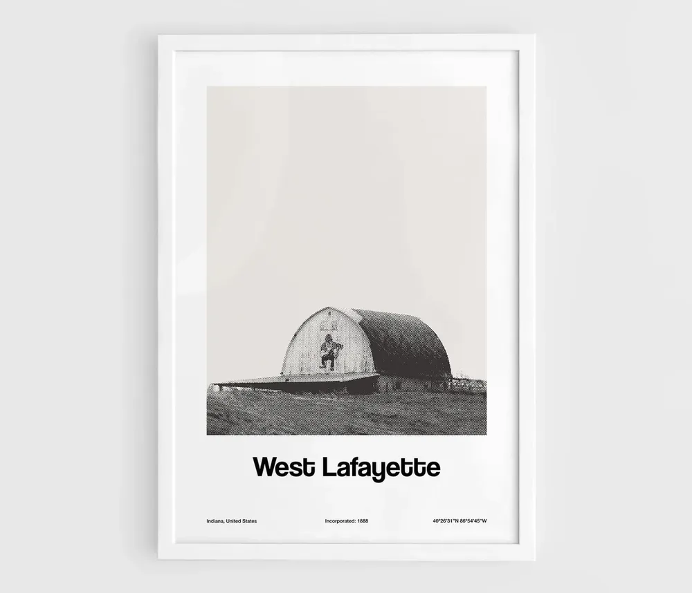 West Lafayette, Indiana Minimalist Custom City Art Print