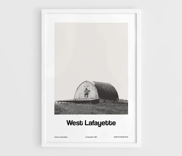 West Lafayette, Indiana Minimalist Custom City Art Print