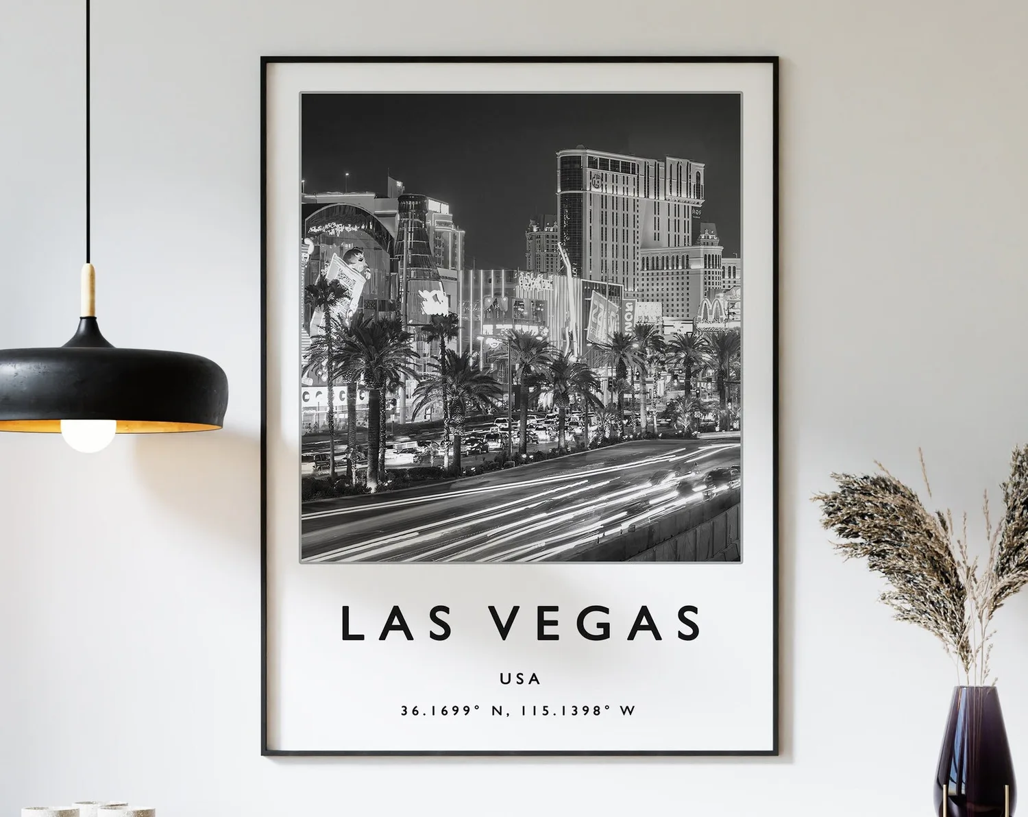 Las Vegas Black and White Travel Poster
