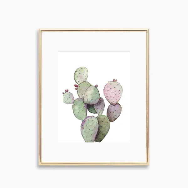 Prickly Pear Cactus Watercolor Art Print