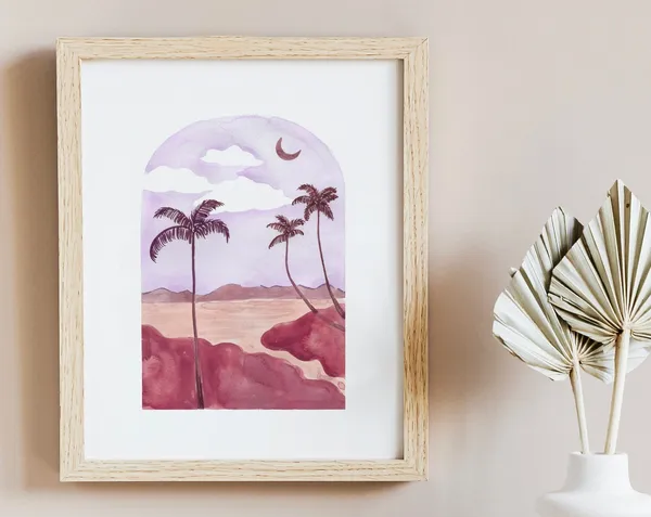 Tropical Arch Print, Purple Aesthetic Bedroom Decor