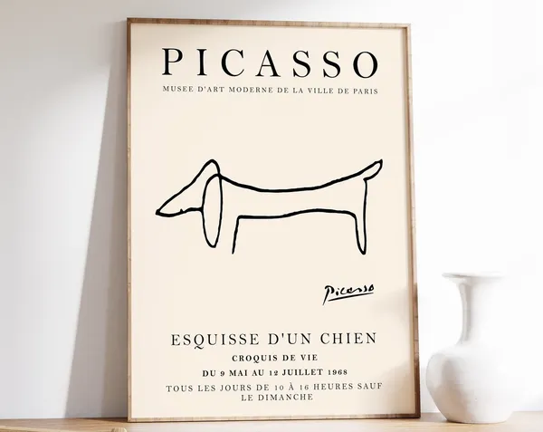 Picasso-Inspired Dachshund Line Drawing Art Print