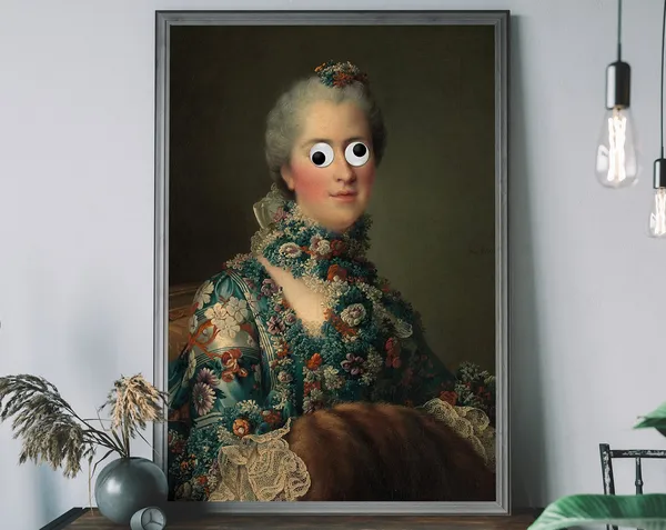 Vintage Victorian Portrait With Googly Eyes Art Print