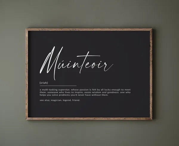 Minteoir Definition Print, Irish Teacher Gift