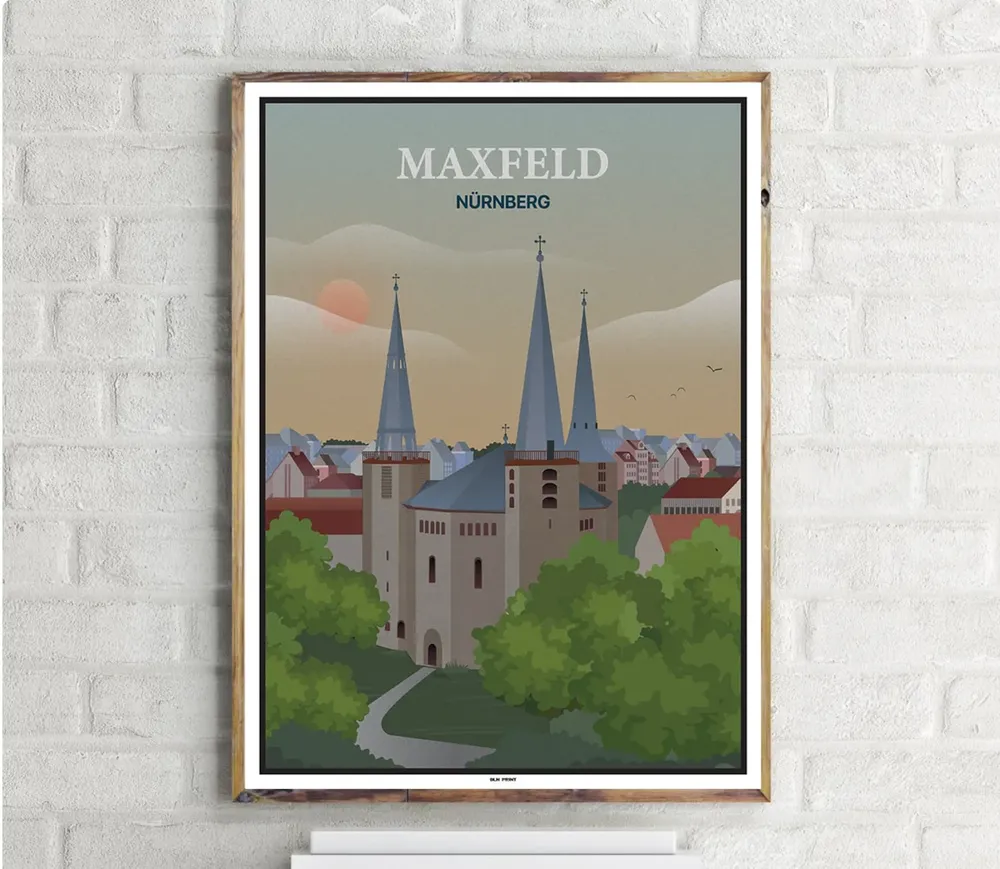 Nurnberg Maxfeld Vintage Travel Poster