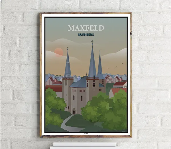 Nurnberg Maxfeld Vintage Travel Poster