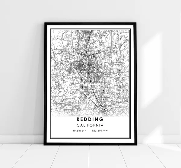 Redding Map Print, City Travel Poster