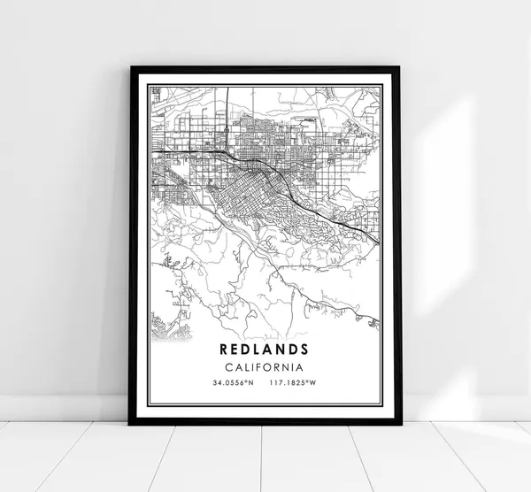 Redlands Map Print, City Travel Poster