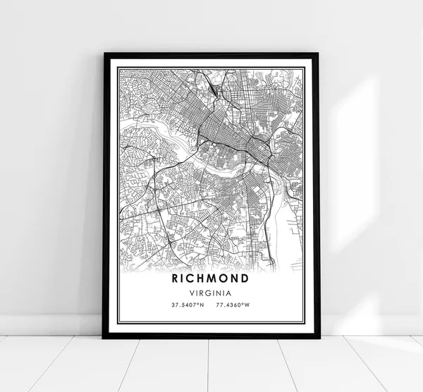 Richmond Map Print, Virginia Travel Poster