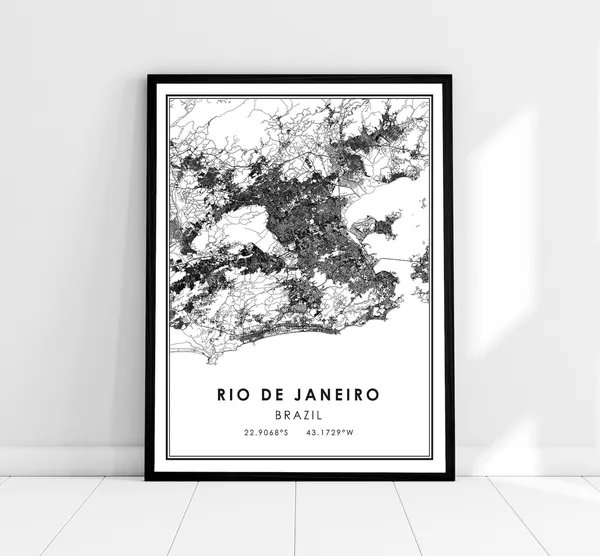 Rio De Janeiro Map Print Poster, Brazil City